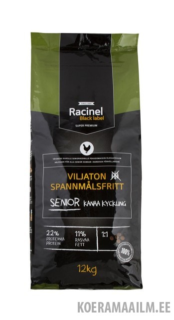 Racinel Black Label kuivtoit eakatele koertele kanaga 12 kg