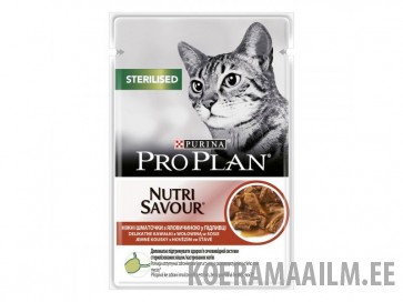 PURINA® PRO PLAN® Sterilised NutriSavour® veisega kastmes 85g