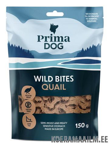 PrimaDog Wild Bites Semi-Moist maiused koertele vutiliha viirpuumarjadega 150g
