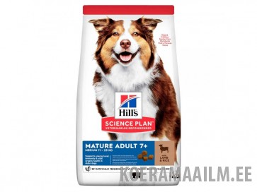 Hill’s Science Plan™ Canine Medium Mature Adult 7+ koeratoit lamba ja riisiga 14kg