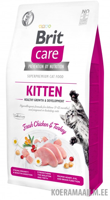 Brit Care Cat Grain-Free Kitten Healthy Growth kassitoit 7 kg