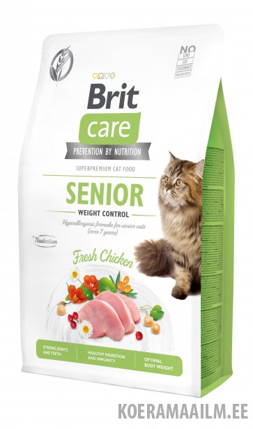 Brit Care Cat Grain-Free Senior Weight Control kassitoit 2 kg