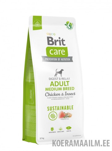Brit Care Sustainable Adult Medium Breed Chicken & Insect koeratoit 12kg