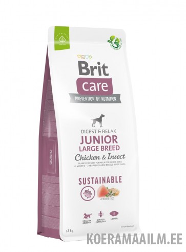 Brit Care Sustainable Junior Large Breed Chicken & Insect koeratoit 12kg