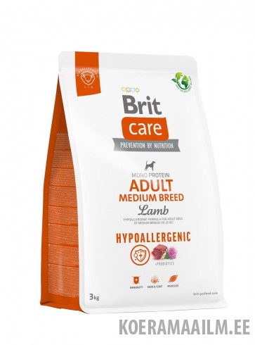 Brit Care Hypoallergenic Adult Medium Breed Lamb koeratoit 3kg
