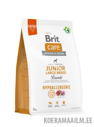 Brit Care Hypoallergenic Junior Large Breed Lamb koeratoit 3kg