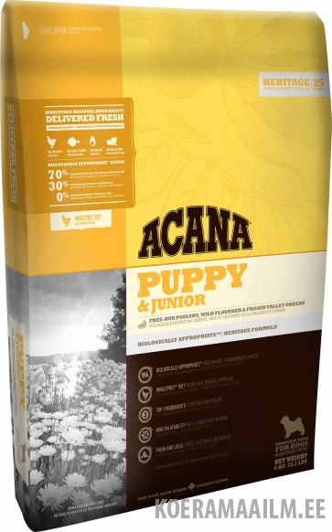 ACANA Heritage 25 Dog Puppy Junior kutsikatele 17 kg