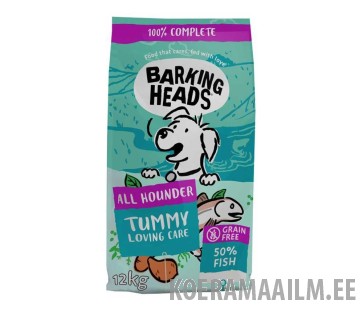 BARKING HEADS kuivtoit koertele Tummy Loving Care Kala 12 kg