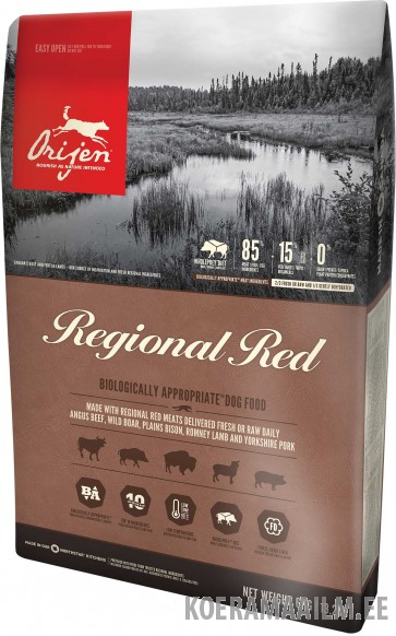 ORIJEN Dog Regional Red teraviljavaba koeratoit 11,4 kg