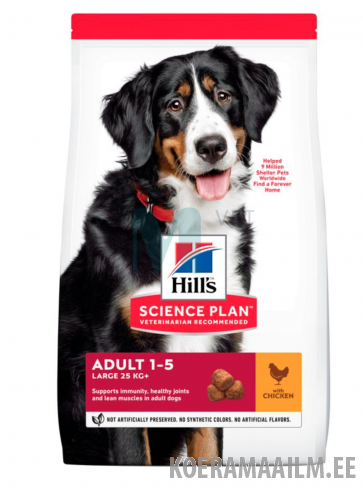 Hill's Science Plan koeratoit kanaga suurt kasvu koerale 18kg