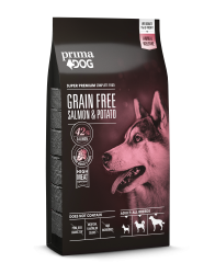 PrimaDog GRAIN FREE täistoit lõhe-kartuli, kõikidele täiskasvanud koertele 10 kg