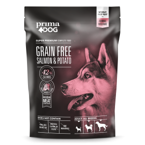PrimaDog GRAIN FREE täistoit lõhe-kartuli kõikidele täiskasvanud koertele 3kg (Parim enne 23.12.2025)