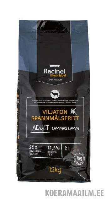 Racinel Black Label kuivtoit täiskasvanud koertele lambaga 12 kg