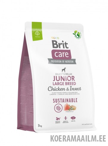 Brit Care Sustainable Junior Large Breed Chicken & Insect koeratoit 3kg