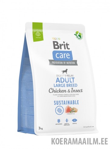 Brit Care Sustainable Adult Large Breed Chicken & Insect koeratoit 3kg