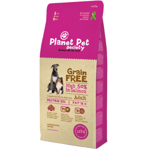  Planet Pet Society teraviljavaba kuivtoit täiskasvanud koertele lõhega 12 kg